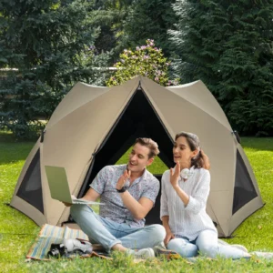 Pop-up Camping Tent for 4/5/6 People with Rainfly Skylight 3 Doors 3 Windows